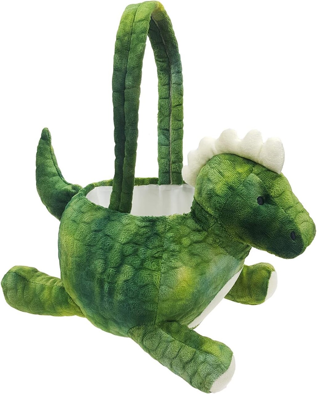 Adorable 3D Green Plush Dinosaur Basket Easter Basket Easter Egg Hunting Basket Halloween Trick or Treat Basket